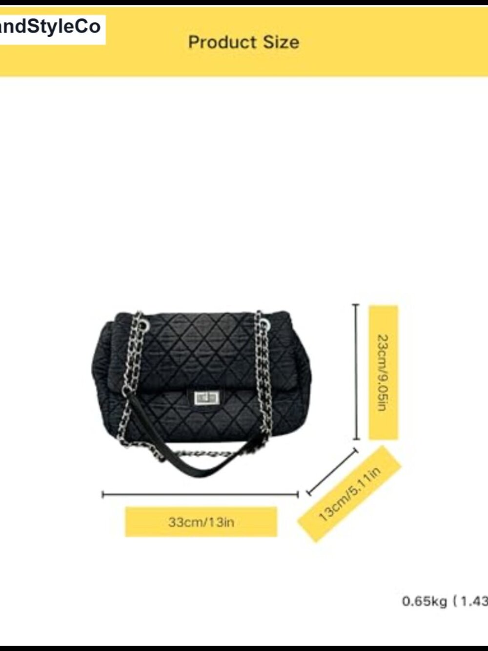 Quilted Denim Shoulder Bag Women Y2K Preppy Crossbody Tote Chain Strap Handbag - Picture 2 of 6